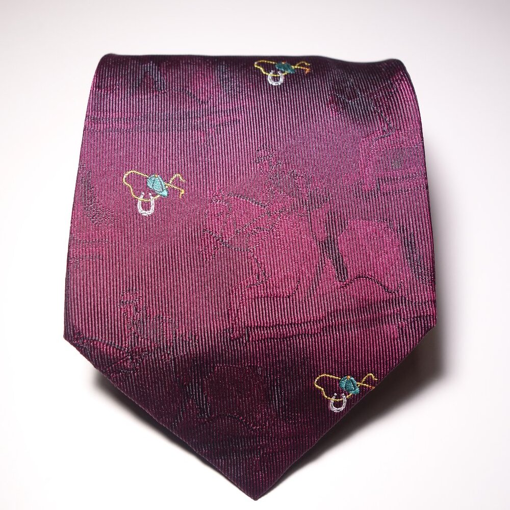 Vintage Ralph Lauren Equestrian Embroidered Silk Tie Hand Made In USA